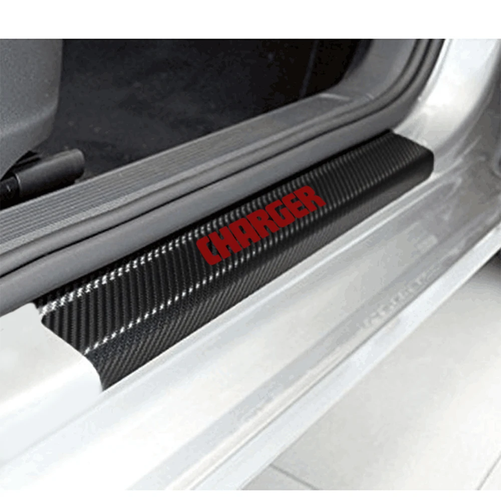 4 шт. накладки на порог автомобиля из углеродного волокна|car sticker|car accessoriescarbon fibre |