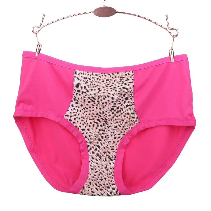 Plus Size European Sexy Leopard Briefs Mid Waist Cotton Lingerie Breathable Comfort Underwear Women Panties | Женская одежда
