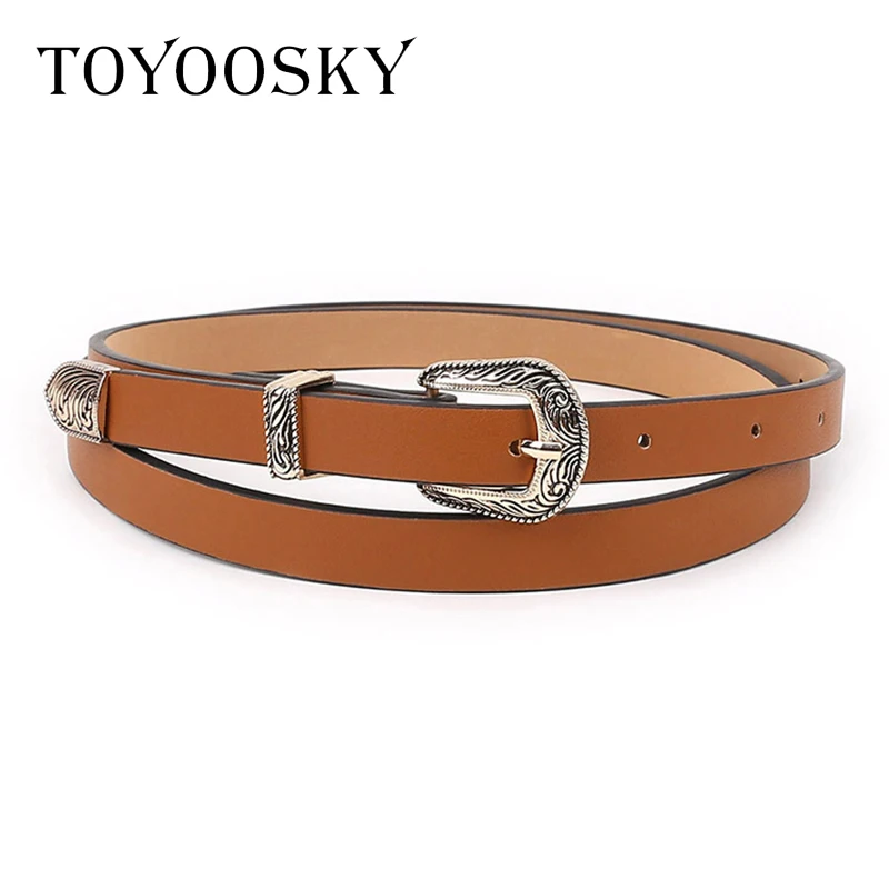 Женский ремень в ковбойском стиле TOYOOSKY черный пояс из искусственной кожи с