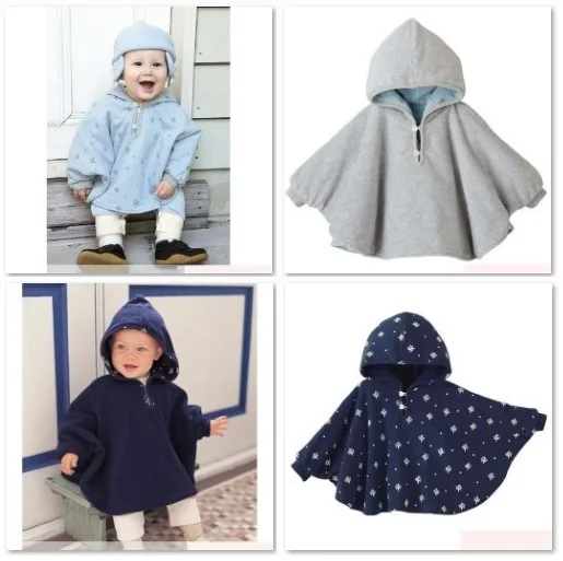 Baby Boy's Hoodies Coats Reversible Smocks Combi Cape Mantle Outwear Fleece Coat Hooded Jackets baby dress