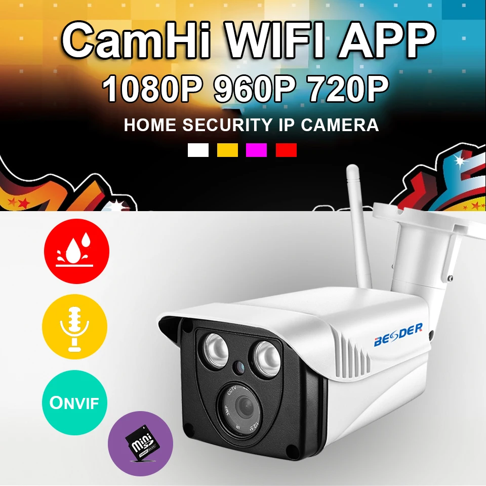 Besder Наружная цилиндрическая WiFi ip-камера s 1080P IR ночного видения, ip-камера безопасности, беспроводная с P2P ONVIF RTSP, слот для аудио и SD карт