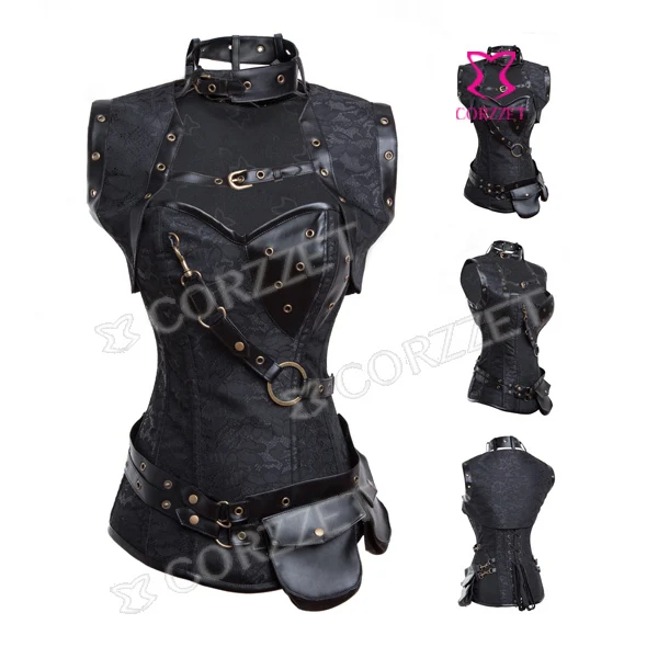 Steampunk Clothing Women Black Steel Boned Corset And Corselets Waist Trainer Corsets Sexy Gothic Corpetes E Espartilhos Bralet