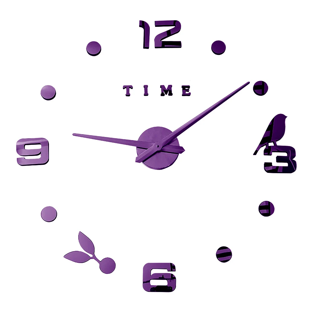 Wall Clock Purple Светящиеся часы с птицами, настенные часы с подсветкой, часы Horloge Reloj Duvar Saati, современный дизайн, часы Pat Patrouille, настенные палочки uhr - Цвет: Wall Clock Purple