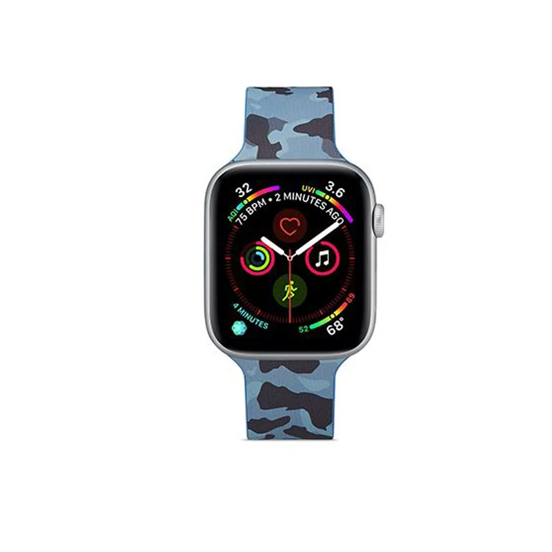 017 Сменный силиконовый ремешок для Apple Watch 4 44 мм 40 мм браслет с цветочным принтом для iwatch серии 5 3 2 38 мм 42 мм браслеты - Цвет ремешка: 017