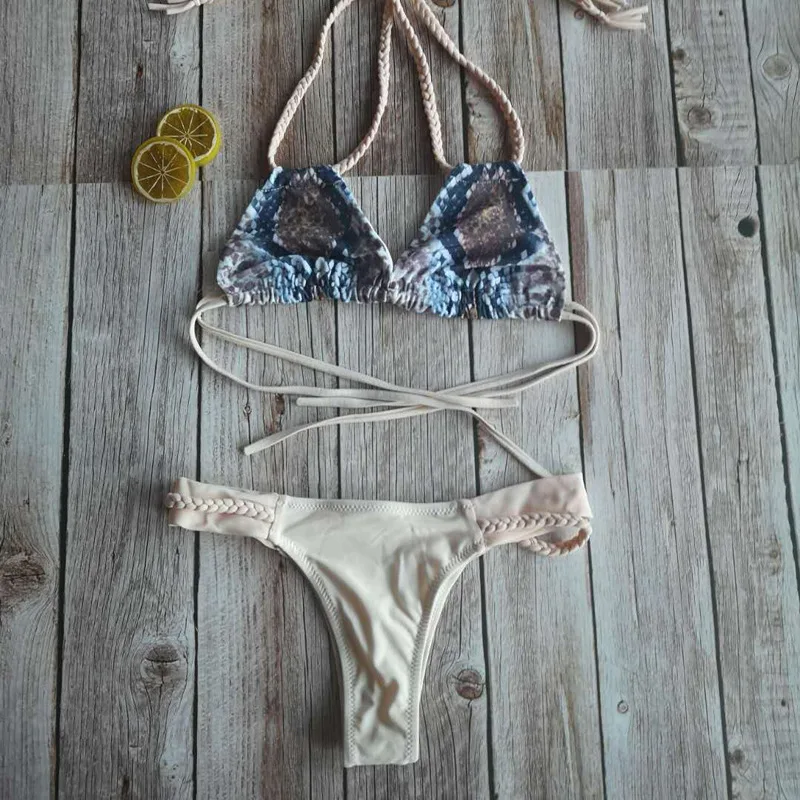 2019 New Sexy Print Swimwear Women Bandage Swimsuits Brazilian Bathing Suit Beach Bikini Set Summer Thong Micro |