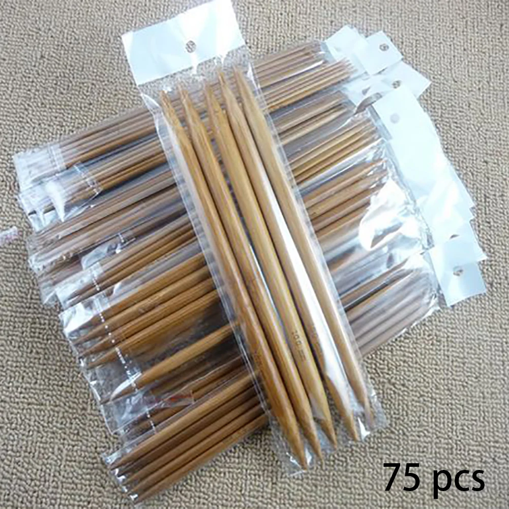 75 шт. инструмент DIY домашний свитер крючком крючок набор с двойным острым вязанием Нитевдеватель карбонизированный Бамбук вязание 15 Размеров