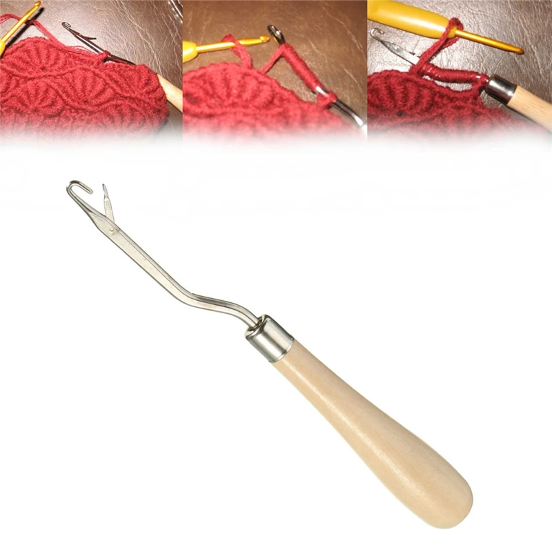 High Quality 1pcs Wooden Handle Crochet Needle Latch Hook Puller Tool For Canvas Rug Mats Making Hooking Equipment | Дом и сад