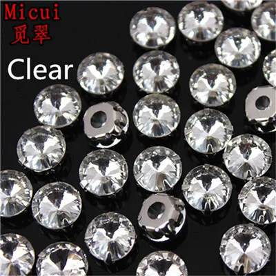 Clear Michui разноцветные стеклянные кристаллы круглые с серебряной установкой для шитья хрустальные стразы для аксессуаров одежды MC1003 - Цвет: Clear
