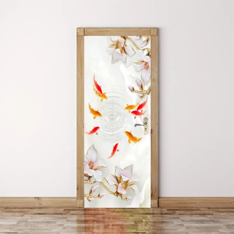 Наклейки на дверь в виде рыбьего цветка европейские 3D водонепроницаемые