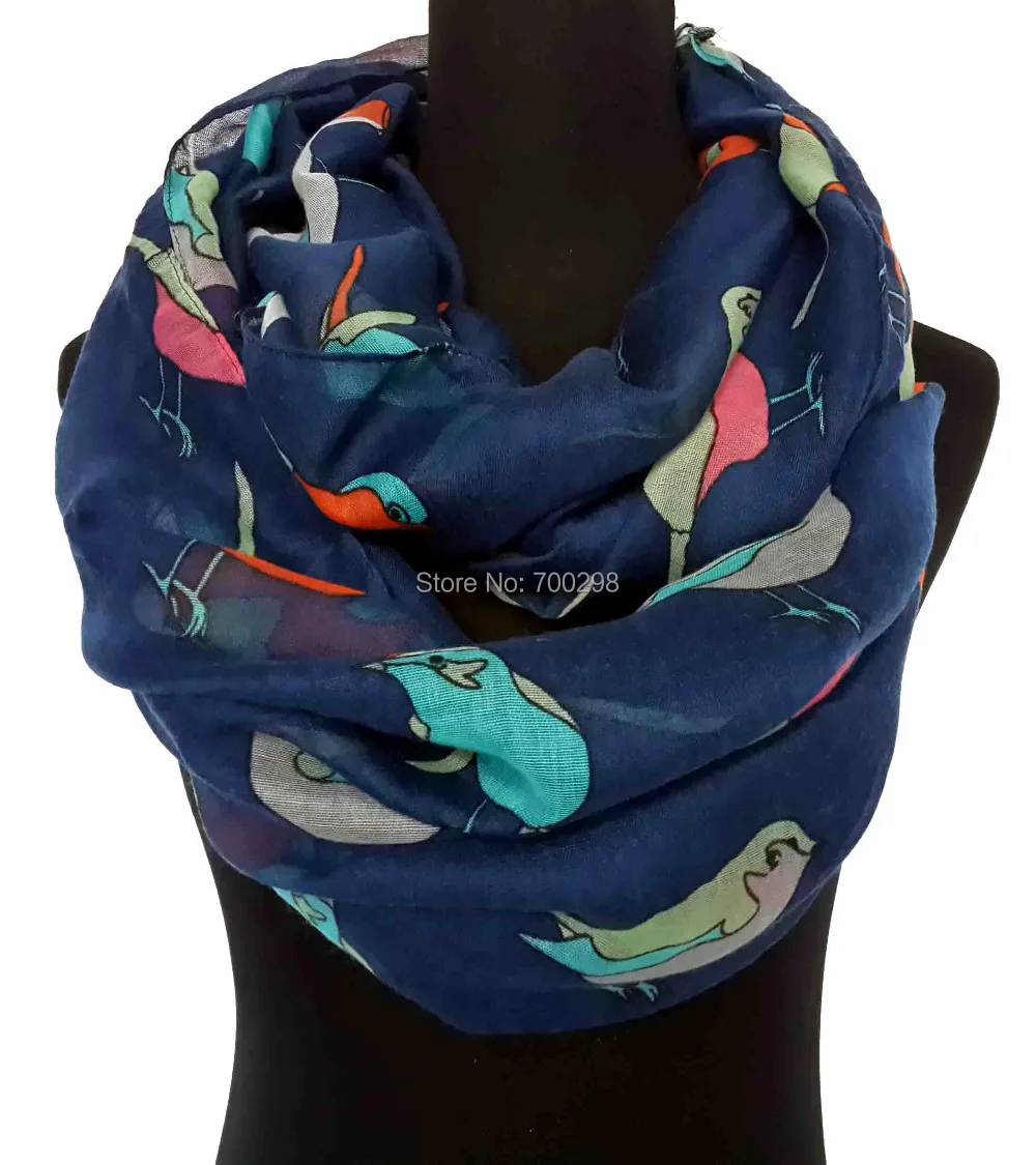 Шарф с принтом морских птиц Бесконечность круглая петля форма хомута Женские