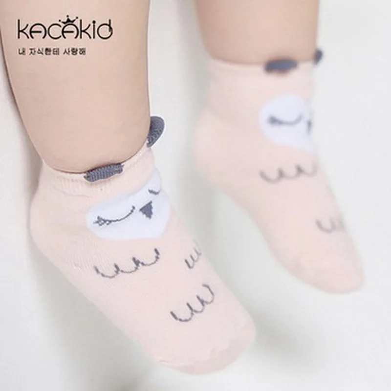 Pink Owl Новое поступление, красивые хлопковые носки для новорожденных, хлопковые носки с рисунком для малышей, нескользящие носки для мальчиков и девочек - Цвет: Pink Owl