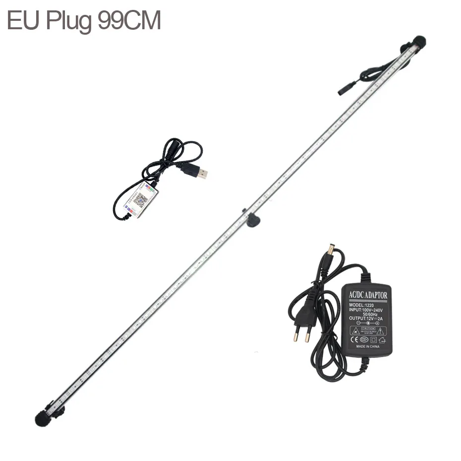 EU PLUG 99CM 99 см RGB Светодиодная лампа для аквариума, светодиодный светильник ing для морских растений, светодиодный светильник для аквариумных ламп, водонепроницаемый светильник для аквариума - Цвет: EU PLUG 99CM