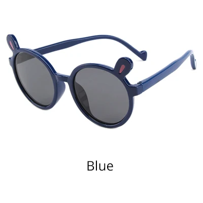 Blue Ralferty милые Солнцезащитные очки Bear Детские поляризованные Небьющийся TR90 рамки солнцезащитные очки для маленьких девочек UV400 очки ребенок оттенок K18142 - Цвет линз: Blue
