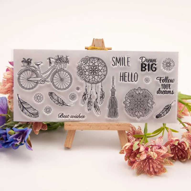 2019 велосипед перо слова прозрачный силиконовый штамп для печати DIY Скрапбукинг