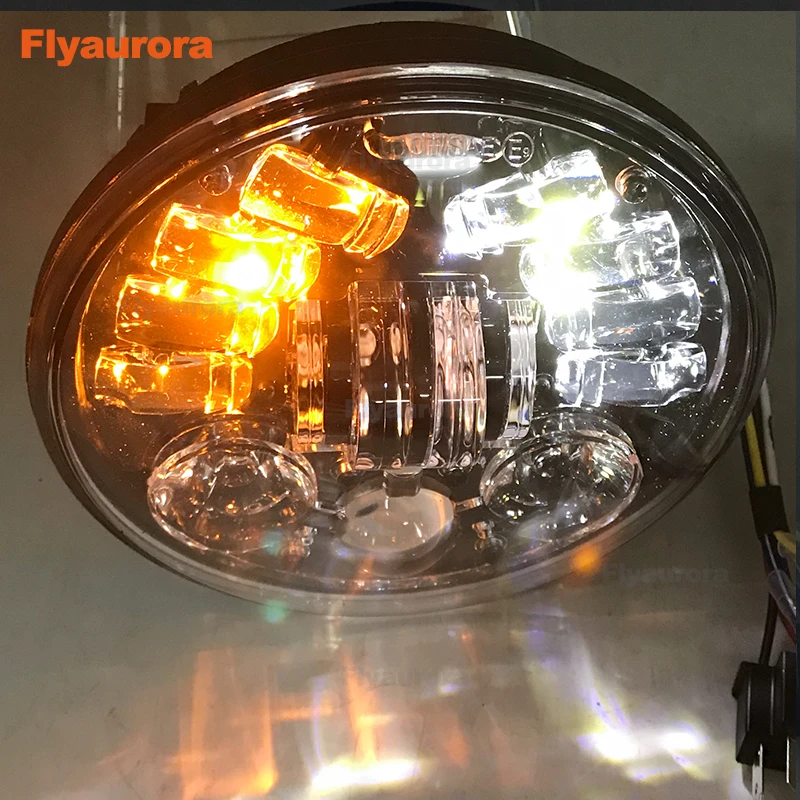 5.75&quot Projector Headlight with Lamp Shell Bracket For Cafe racers Kawasaki Vulcan Honda Suzuki Motorcycle Flyaurora |