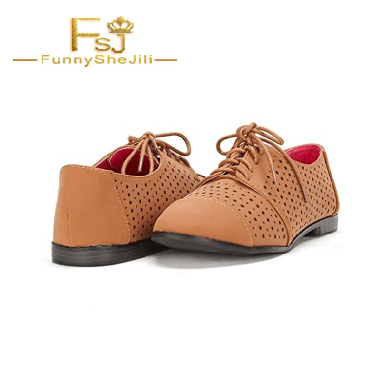 

Tan Comfortable Shoes Hollow out Lace up Oxfords Shallow Spring Autumn Attractive Incomparable Noble Generous Sexy FSJ Elegant