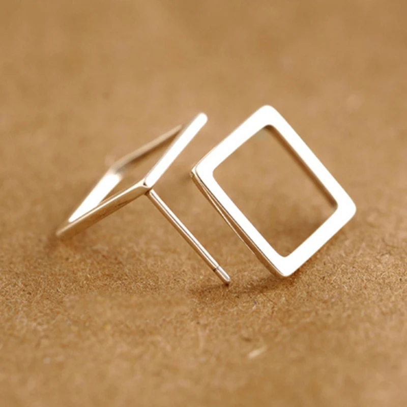 Женские серьги гвоздики геометрической формы из 100% стерлингового серебра 925
