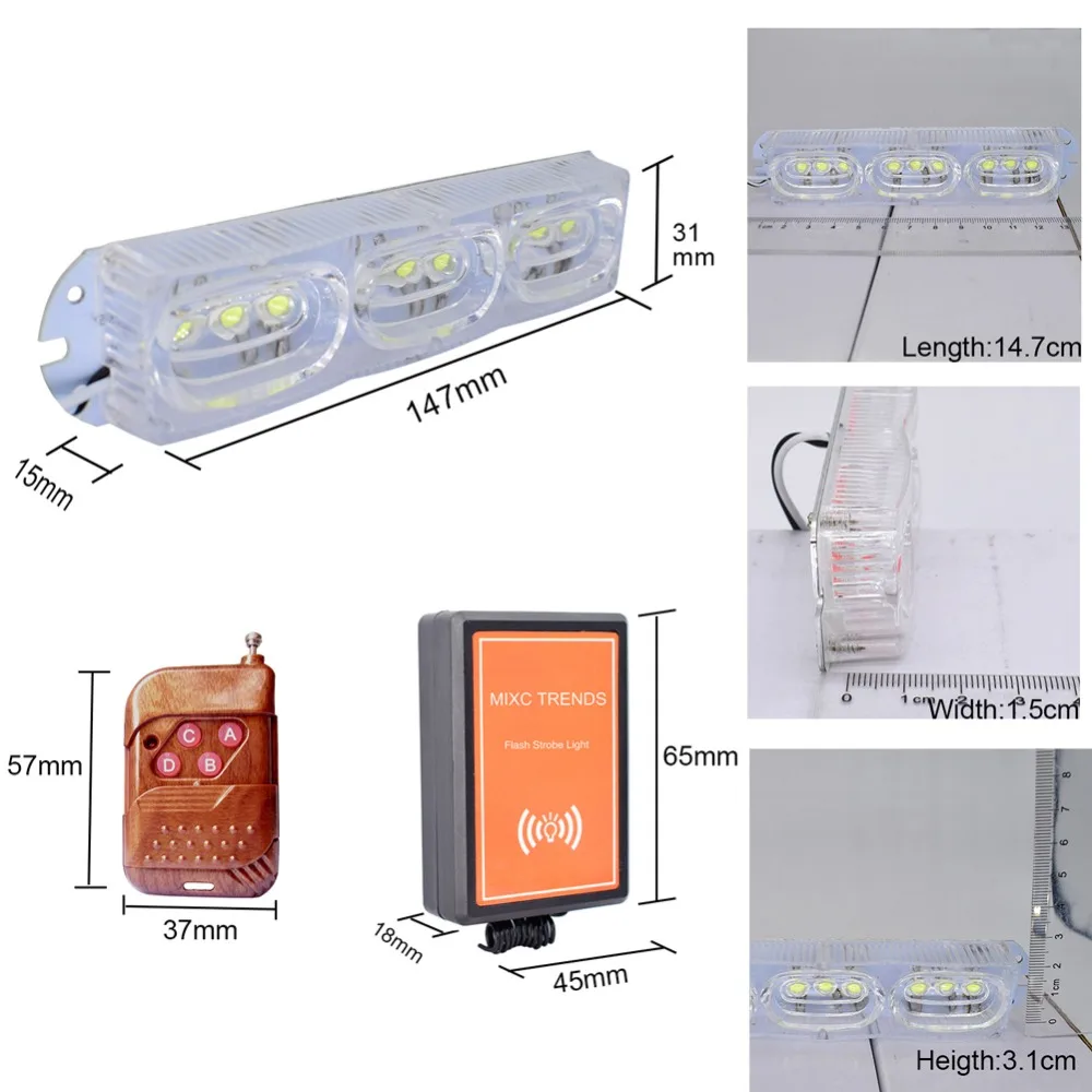 

Wireless Remote Control LED DRL Emergency Strobe Light Bar for Cars Truck Firefighters Flashing Warning Daytime Running lights