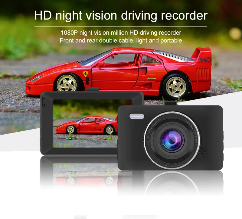 Denicer Автомобильная Dvr камера 3," экран Full HD 1080P 30fps двойной объектив с заднего вида Dashcam Авто Регистратор Автомобильный видео Dvr рекордер