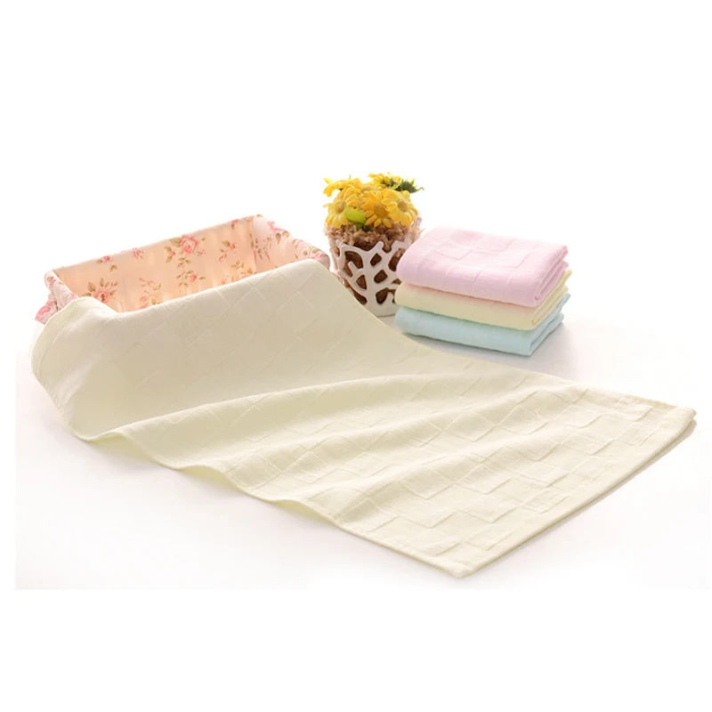 Light yellow Впитывающее, высыхающее, мягкое, хлопковое, приятное для кожи, 3 цвета s, Марлевое, однотонное, без ворса, клетчатое полотенце, слюнявчик, детское банное полотенце - Цвет: Light yellow