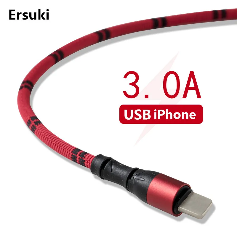 Usb-кабель Ersuki для iPhone X, XS, MAX, XR, 8, 7, 6, 5S plus, кабель для быстрой зарядки, зарядное устройство для мобильного телефона, usb-кабель для передачи данных, адаптер