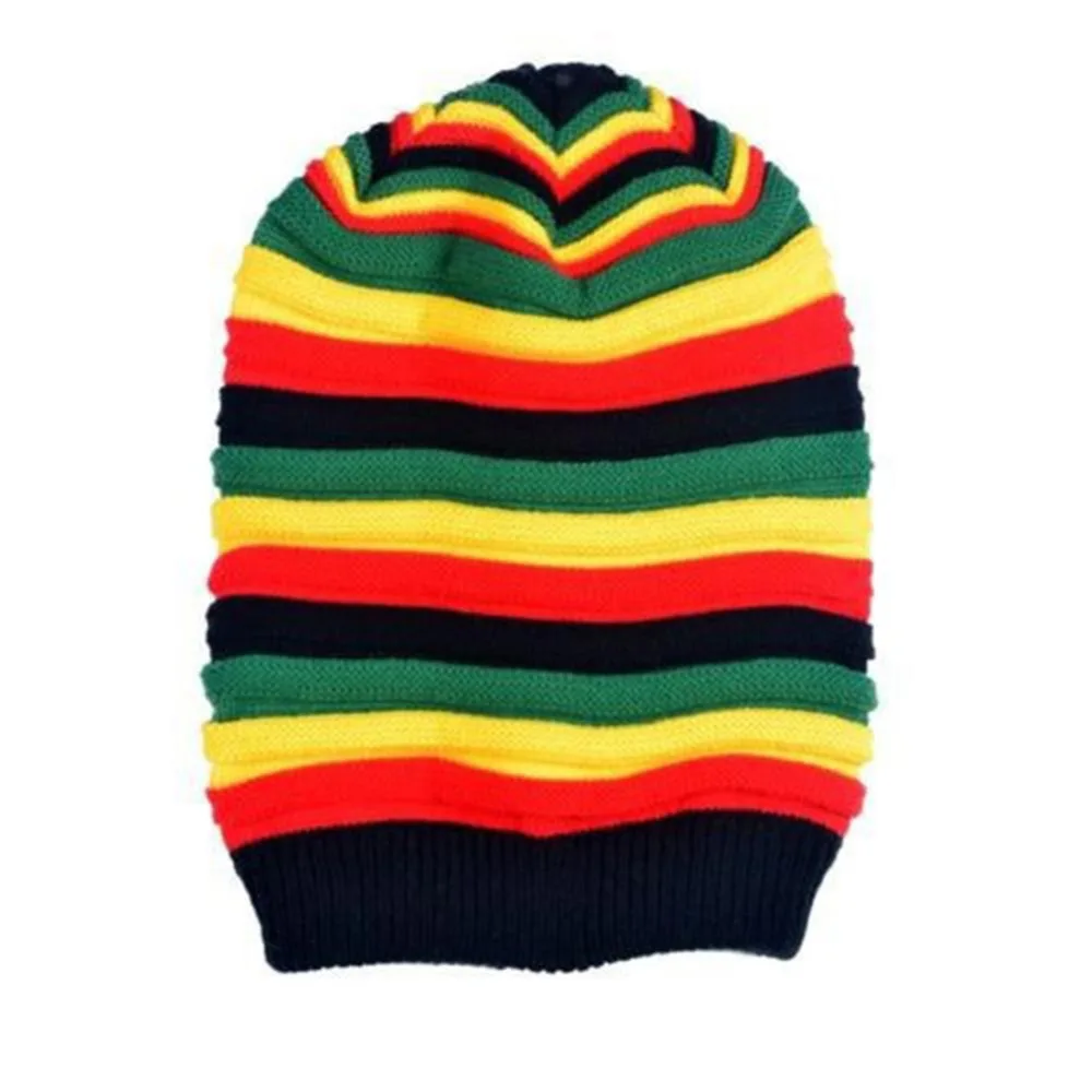 2018 зимняя новая хип-хоп многоцветная полосатая Кепка Женская Skuilles Beanie Rasta шапки