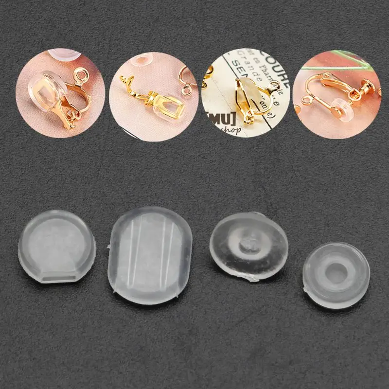 

100Pcs 4 Size Earring Pad Silicone Comfort Earring Cushion for Clips on Earrings