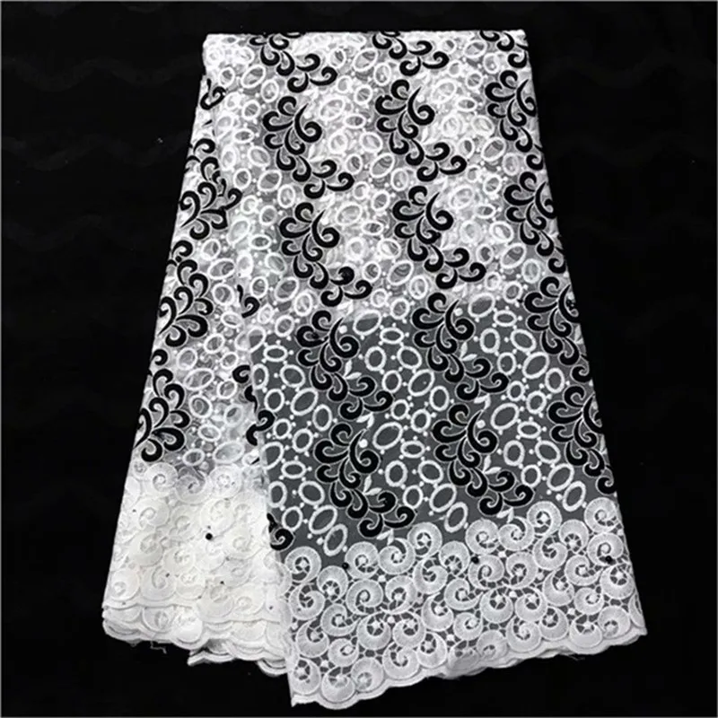 Белый черный 2019 высокое качество нигерийская Свадебная африканская кружевная