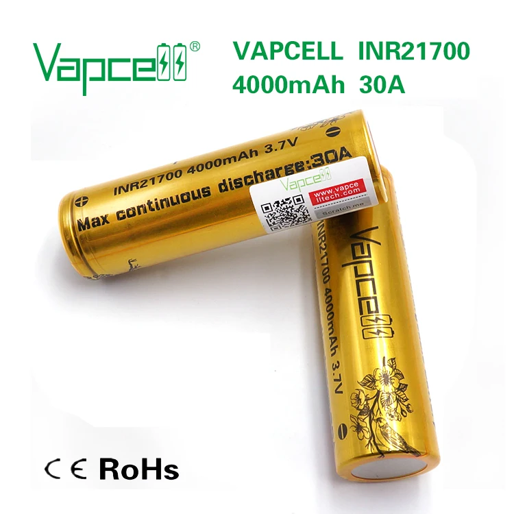 2шт VAPCELL INR21700 21700 батарея 4000mAh литиевая 30A аккумуляторная батарея высокой мощности Электрический инструмент дым E-CIG батарея мод