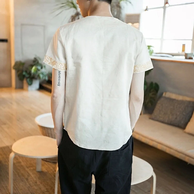 Традиционная китайская одежда для мужчин мужская рубашка с воротником Мандарин