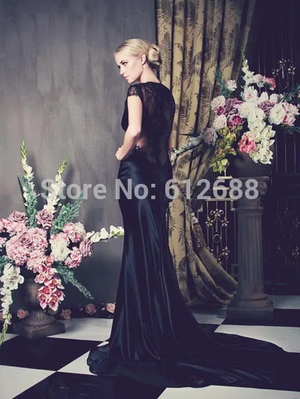 Tartan Evening Dress A-Line Floor-Length Built-In Bra Lace Court Train V-Neck Cap Sleeve Sleeveless Natural Satin Microfiber Pol | Свадьбы и