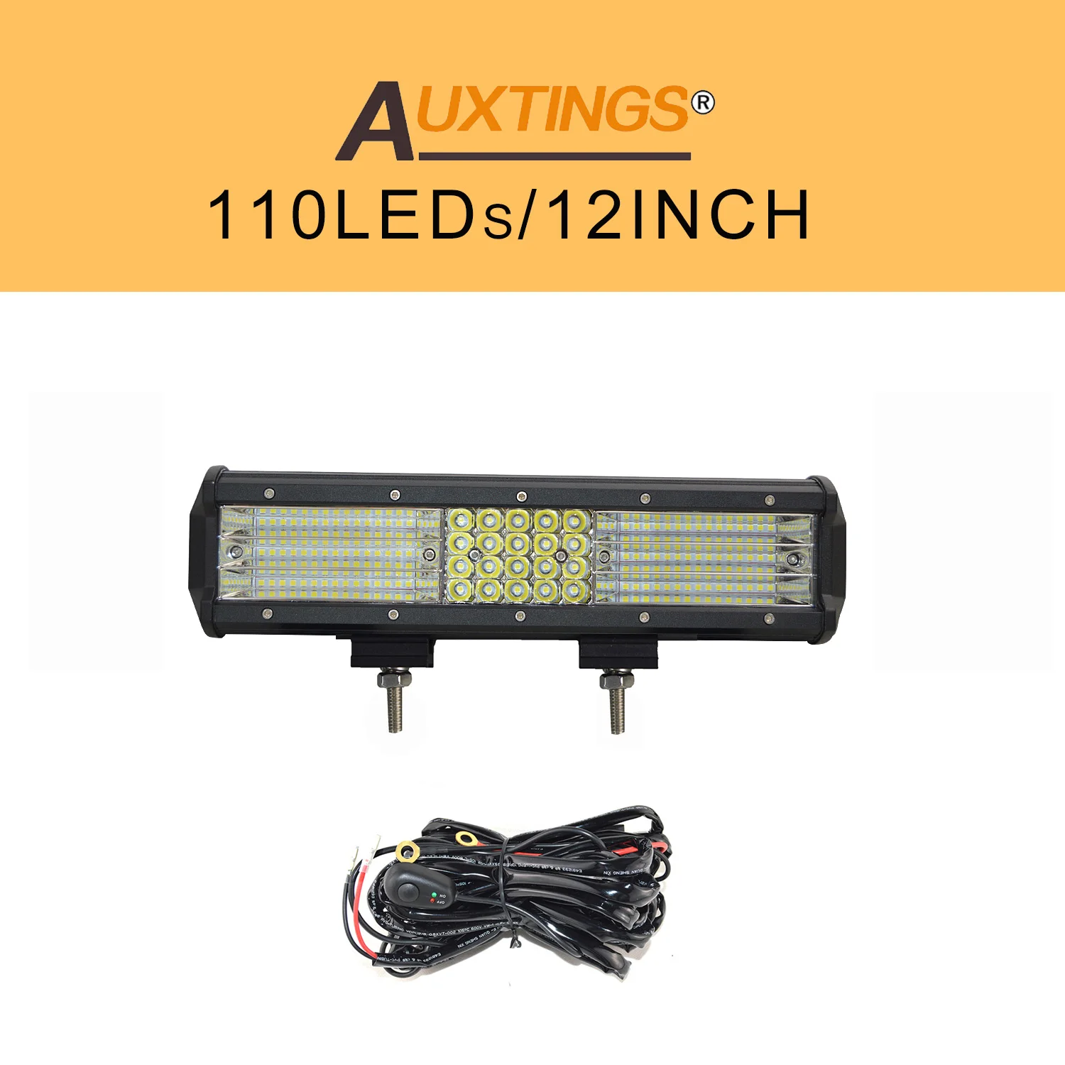 With wiring kit Auxtings 12 дюймов 330 Вт 12 ''четырехрядный Подвижный кронштейн светодиодный рабочий свет высокой мощности 9D светодиодный световой бар внедорожный 4x4 Автомобильный свет 12 В 24 В - Цвет: With wiring kit