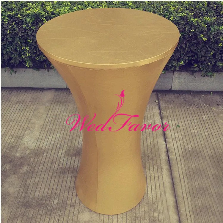 80x110cm Round Base 10 шт. металлическое золото стрейч спандекс высокого покрывала на барный столик бронзовая лайкра Коктейльные скатерти для украшения свадебного мероприятия - Цвет: 80x110cm Round Base