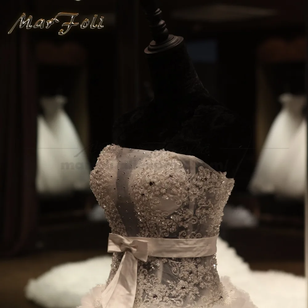 Marfoli роскошные высокого класса торжественные платья 2017 с бисером и кружевом