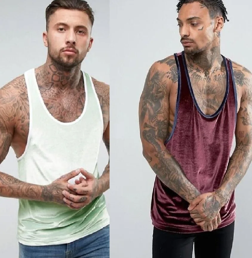 Мужская Велюровая майка без рукавов повседневная для фитнеса в стиле хип хоп с