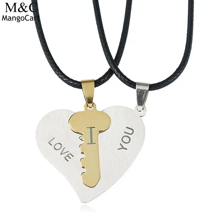 Вы я люблю 2 шт. пара влюбленных кулон Цепочки и ожерелья Sweet Heart Key Форма|Ожерелья с