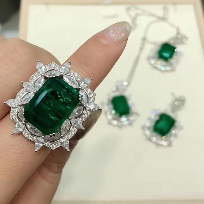Дизайнерское модное 925 пробы Серебряное ювелирное изделие 3а кубический цирконий набор для вечеринки