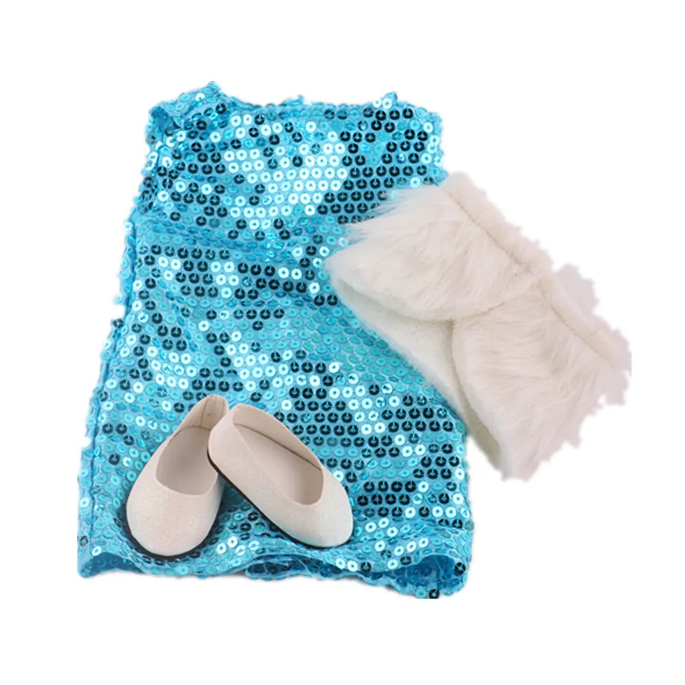 Новый стиль голубое платье Одежда подходит Американская Девушка Кукла Для 18