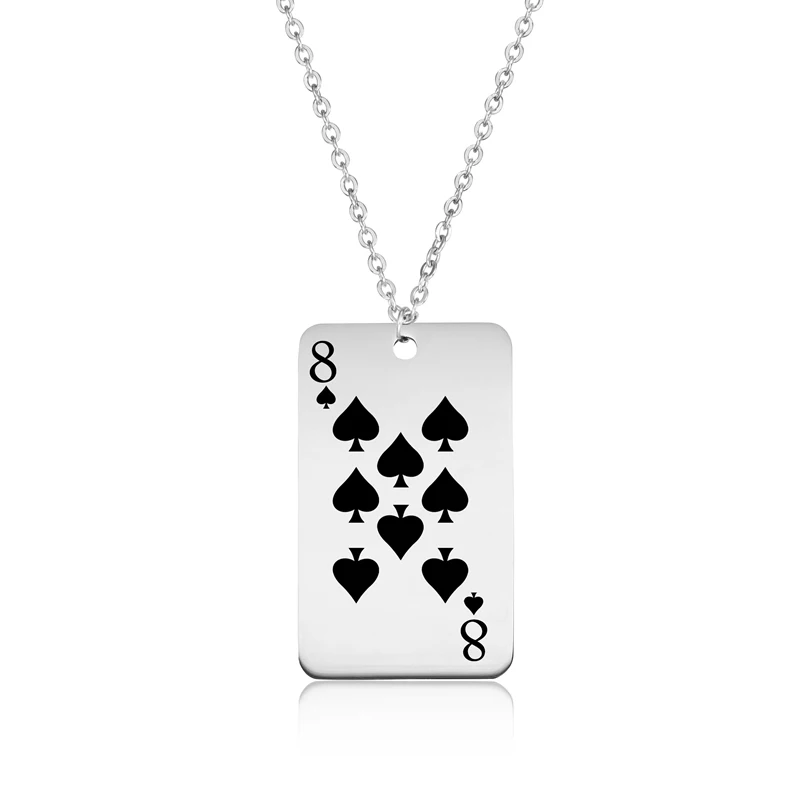 Spade игральные карты кулон ожерелье из нержавеющей стали на заказ Гравировка покер панк Спортивное ожерелье s женское мужское модное ювелирное изделие