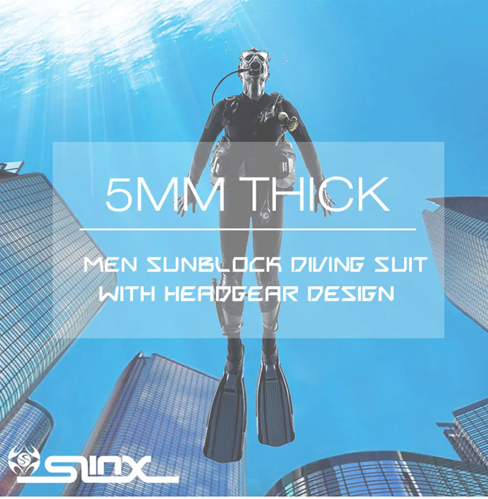 SLINX 1301 5 мм двухсекционный костюм для дайвинга с длинным рукавом мергулхо полный тела тепло солнцезащитный гидрокостюм для серфинга с головным убором Мужская спортивная одежда