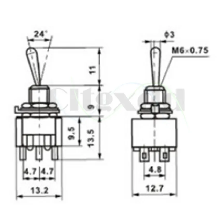Cltgxdd 1Pcs MTS-202 Мини переключатель 6A 125V AC 6 Pin ON-ON 2 положения DPDT переключатель для переключения света и моторов.