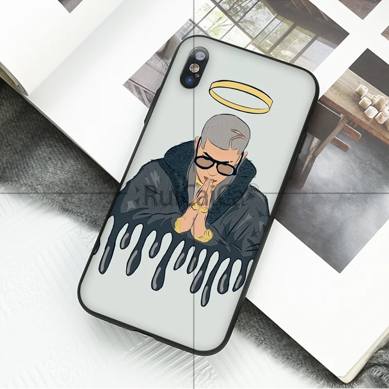 Ruicaica Bad Bunny Рэппер черный мягкий чехол для телефона Apple iPhone 8 7 6 6S Plus X XS MAX 5 5S SE XR