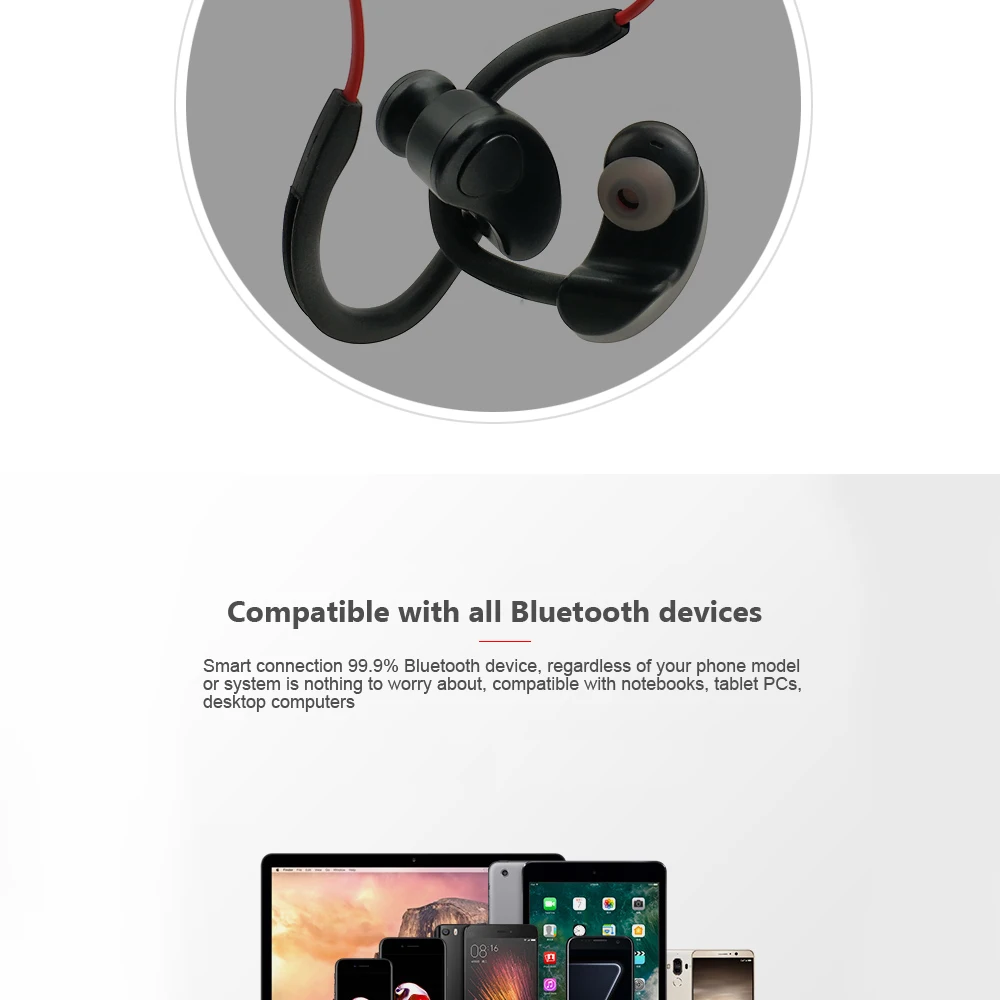 Bluetooth спортивные стереонаушники, водонепроницаемые наушники-вкладыши, беспроводные наушники-вкладыши, гарнитура с микрофоном для телефона