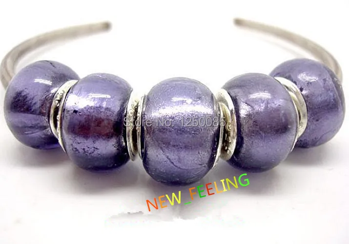 50 шт./лот фиолетовая цельная фольга лэмпворк стеклянные бусины Посеребренная