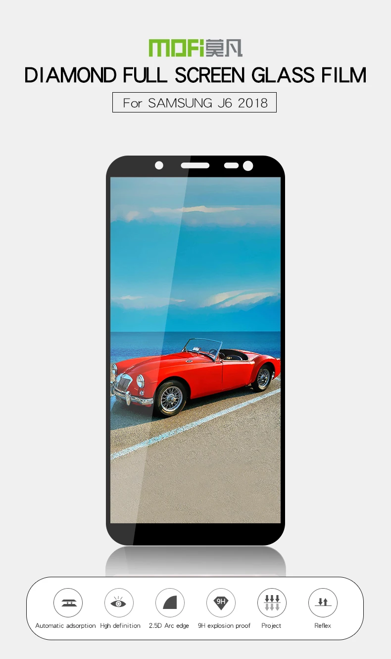 MOFI для samsung Galaxy J6 J600F закаленное Стекло Экран протектор для Galaxy J6 J600G полное покрытие ЖК-дисплей защитная пленка Экран гвардии