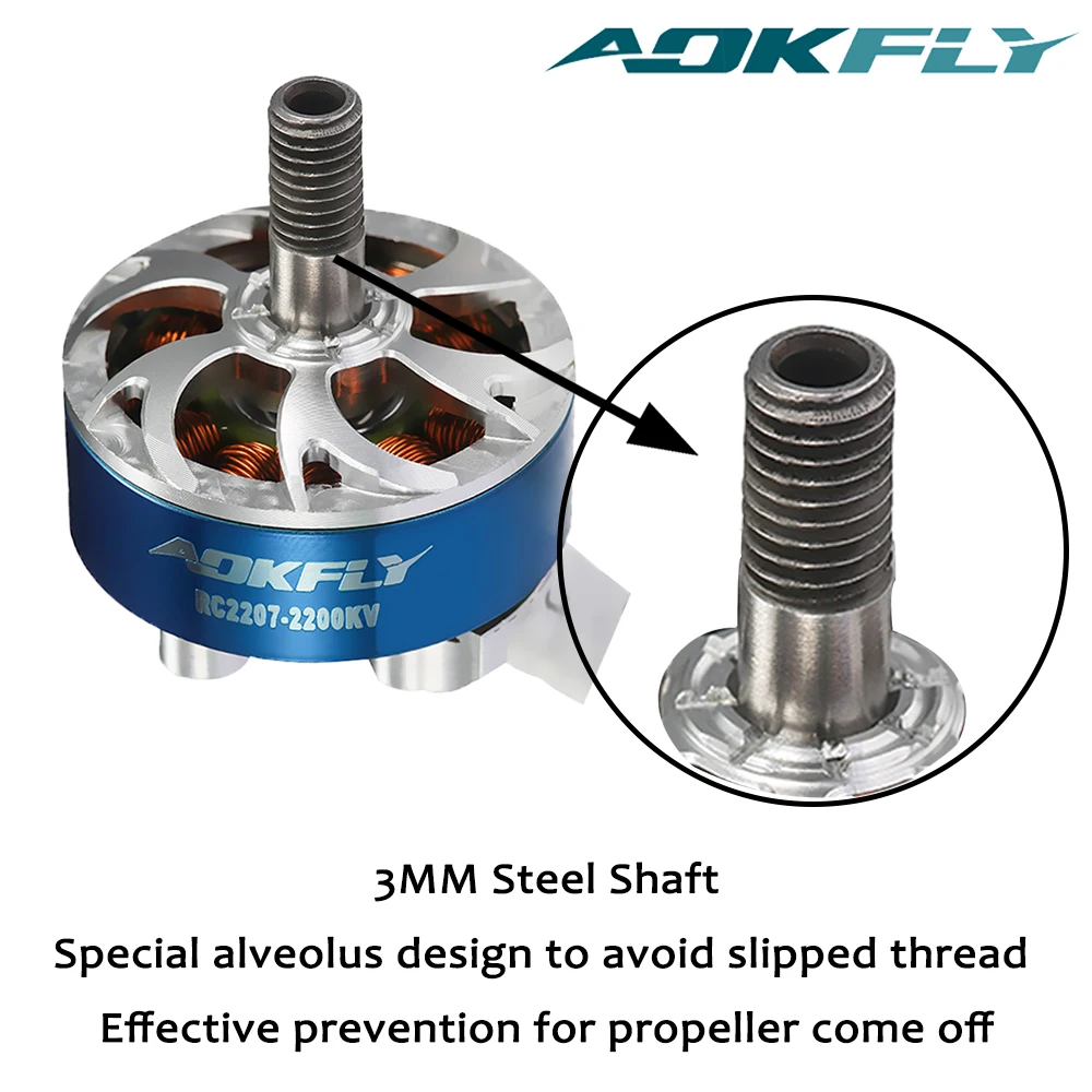 1 шт. AOKFLY 2207 двигатель 2200KV 2600KV CW RC бесщеточные двигатели 3-4S для QAV 210 220 250 3 5 ~ 6 мм