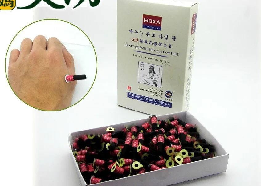 

free shipping Smokeless self-stick Moxa tube Self-adhesive acupuncture points sticker 180pcs/pack moxibustion tube paste