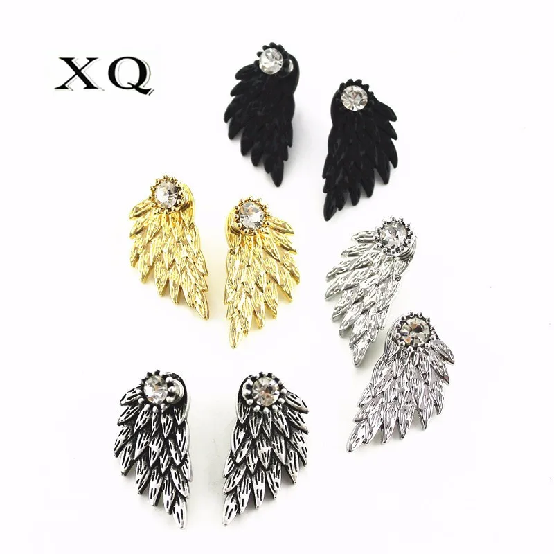 XQ Antique gold ancient silver color scorpion wings couple stud earrings for women Men Fashion Accessories punk rock | Украшения и