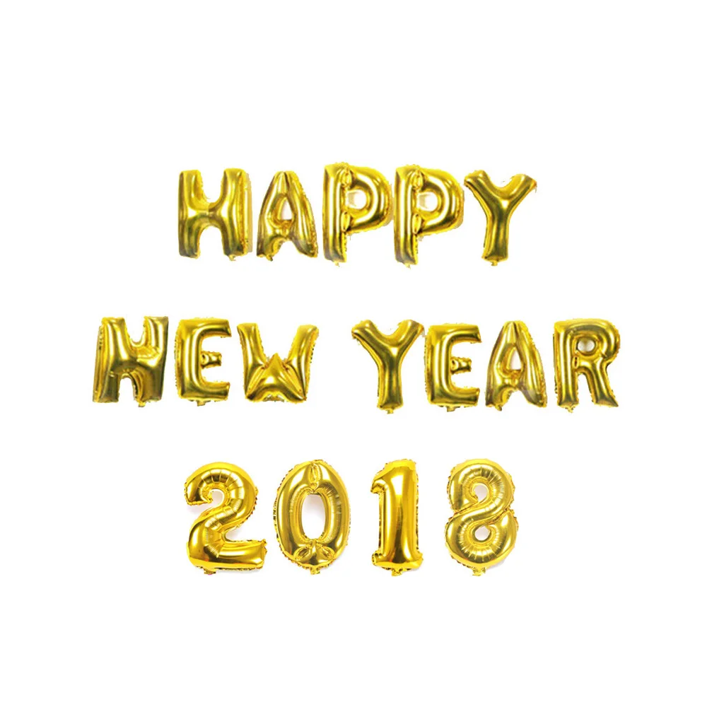 16 дюймов золото/серебро &quotсчастливый новый год 2018&quot фольгированный воздушный