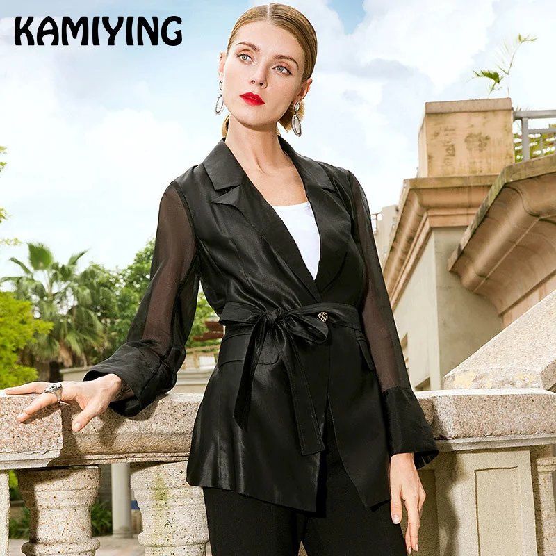 KAMIYING/Весенняя женская однотонная одежда с вырезом и длинным рукавом короткая